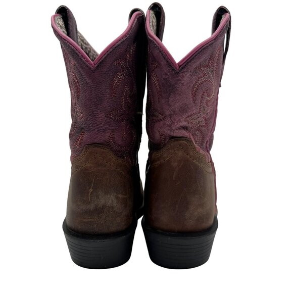 Dan Post Girls Western Boots Square Toe Purple/Brown Leather Size 12D - Picture 4 of 9